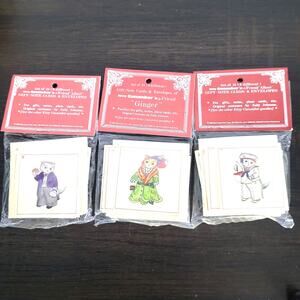 1980s Kitty Cucumber Friends Gift Note Cards Lot 36 w/ Envelopes 6 Designs Cats